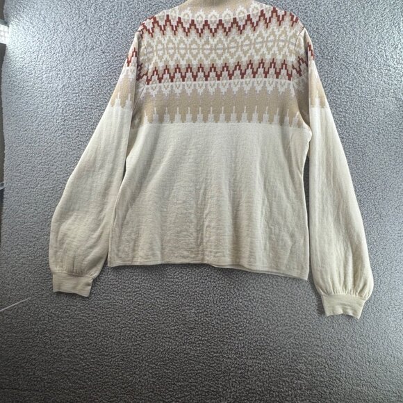 Icelandic Design 100% Merino Wool Mock Turtleneck Sweater Cream Size XL - Picture 2 of 7